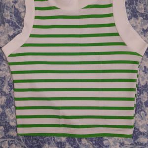 Striped Green and White Tank Top