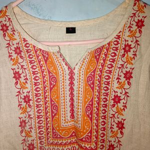 Khadi Cotton Kurta With Leggins