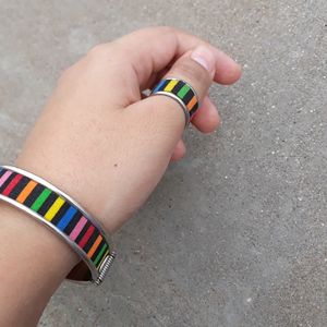 Multicolour Braclete With A Ring