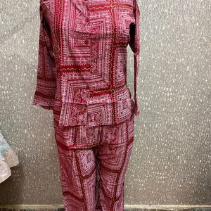 Women Co-ord Set Viscose Rayon Red Colour