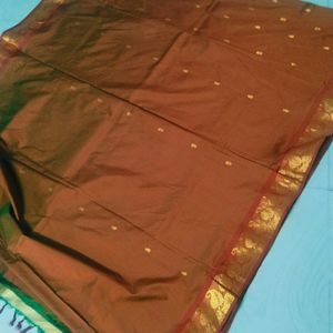 Maroon Two Shades Colour Pure Gadwal Saree