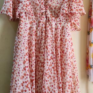 Stunning Orange Floral Dress By Pantaloons