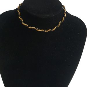 Black And Gold Twisted CZ Beads Necklace
