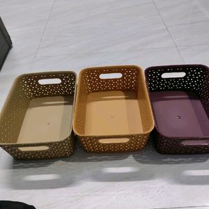 Pack Of 3 Multipurpose Storage Basket With Lid..