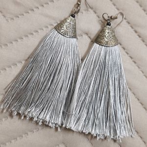 Silver Colour Thread Earrings