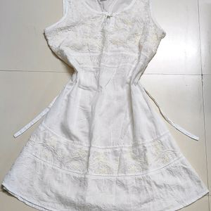 Off White Embroidery Short Kurta