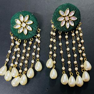 Fancy Fabric Party Wear Long Size Earrings