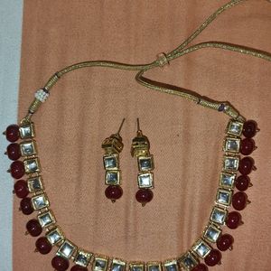 Kundan Set With Maroon Pearls