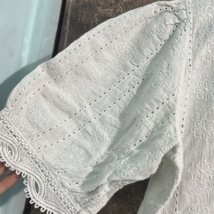 Korean Style White Lacy Top