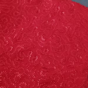 Red Net Cloth For Blaouse & Black Dupatta