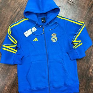 ADIDAS REAL MADRID BLUE ZIPPER HOODIE SIZE M