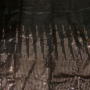 Black Full Sequence Net Saree For Grabs