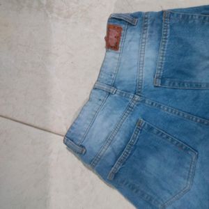 Blue High Waist Straight Fit Denim