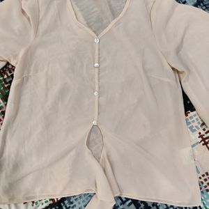 Front Knot Top With Loose Shoulders