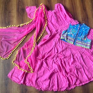 Anarkali kurta jacket dupatta for girl 8-9yrs old