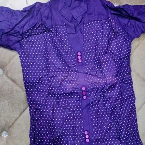 Shirt Look Top Dotted Print