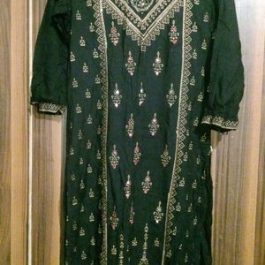 Black Party Wear Kurta With Pearl And Stone Work