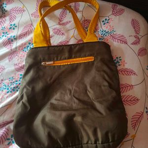 Dark Green Colour Bag With Yellow Belt