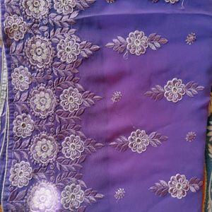 Beautiful Lavender Colour Saree