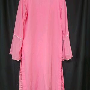 Embroidered Straight Pink Kurta Sharara