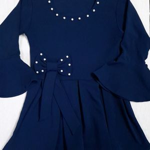 Navy Blue Top With Bow