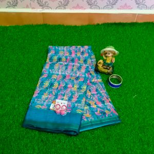 Lenin cotton saree with floral design