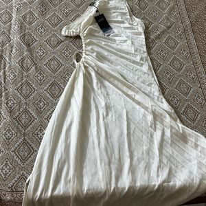 (Negotiable) One-Shoulder Pleated Maxi Dress