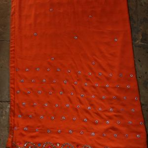 Orange Embroidery Saree