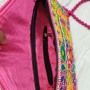 Pink Sling Bag With Rajasthani Handwork