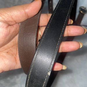 Set Of 2 Women Belts Black And Brown