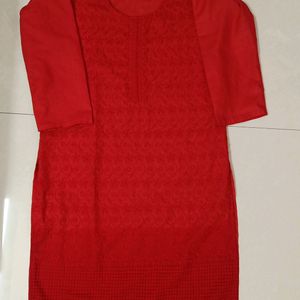 Kurta Red Lucknowi