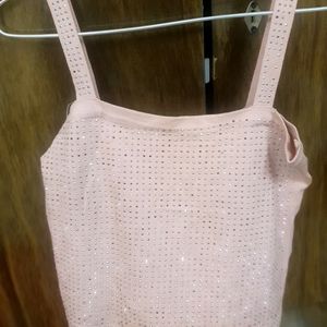 Tank Top Cream Colour With Sequence