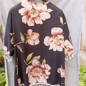 Black Floral Komino Outerwear