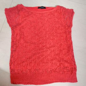 Tomato Reddish Crochet Top