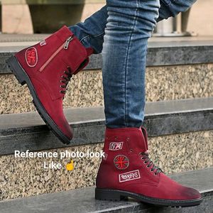 Red Solid Boots For Men