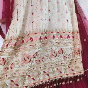 Off White And Pink Sequence Sharara Set ( Women)