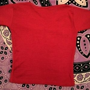 V NECK HALF BAJU RED