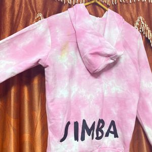 Crop Simba Pink And White Hoodie