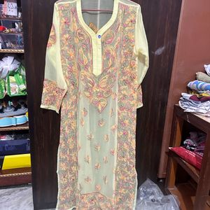 Yellow Chikenkari Kurta