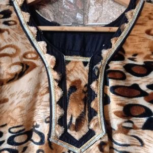 Tiger Print Velvet Kurti Xl Size