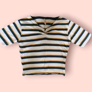 Max Striped Fitted Crop Top