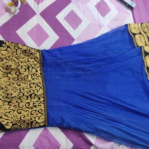 Blue Golden Anarkali Beautiful Gown