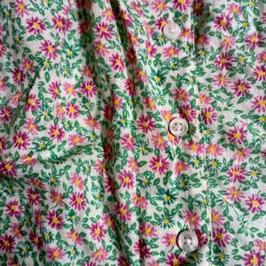 Floral Pink And Green Cottagecore Dress