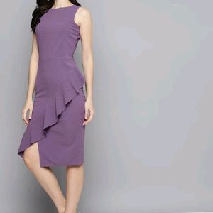 Purple One Side Frill Bodycon Dress