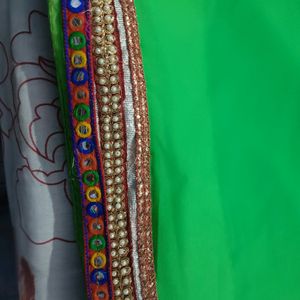 Fluorescent Green Saree