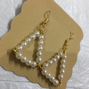 Pearl Bead Triangle Earrings