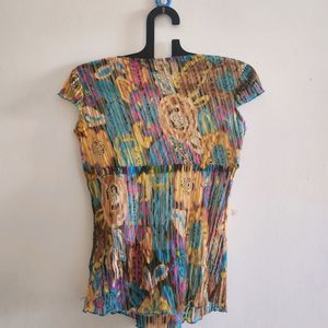 Multicolour Pleated Top