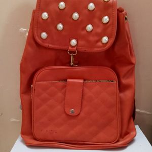 Peach Pearl Leather Backpack