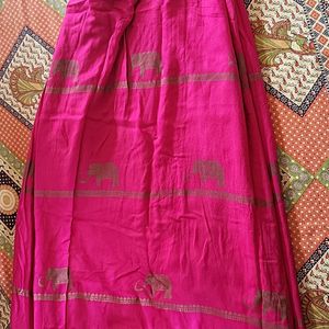 Chanderi Print Pink Long Skirt