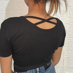 Flash Sale - Fitted Ribbed Black Top